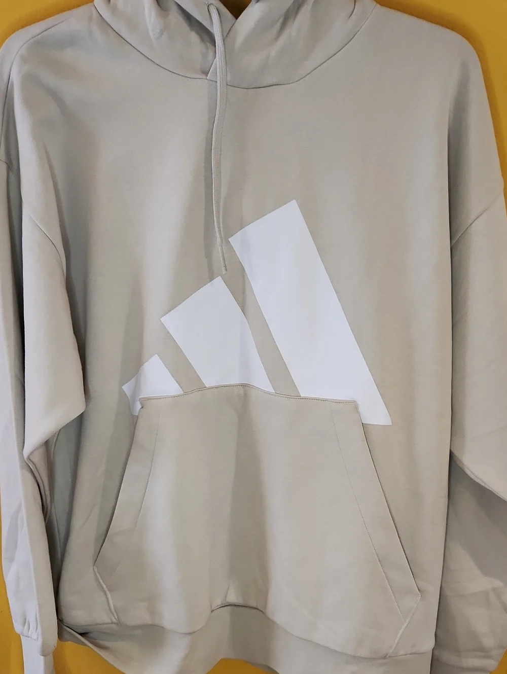 Men's Beige Hoodie with White Graphic Logo